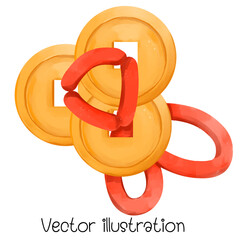 Gold coins for Chinese New Year decoration vector