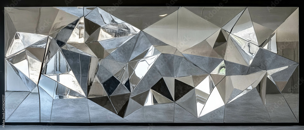 Aufkleber reflective geometric mirrors showcasing modern abstract design and sharp angles