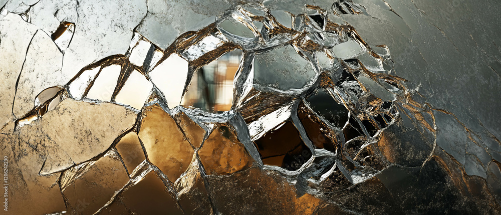 Aufkleber frameless mirrors create abstract layers and textures in a reflective arrangement