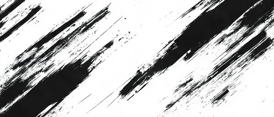 Grunge seamless pattern of black ink on white paper with fine lines and textured details