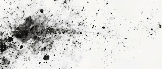 Grunge pattern created with black ink and salt on white background