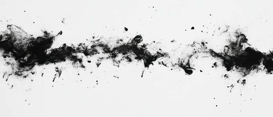 Fototapeta premium Dried black ink textures on white paper creating a seamless grunge pattern for design use