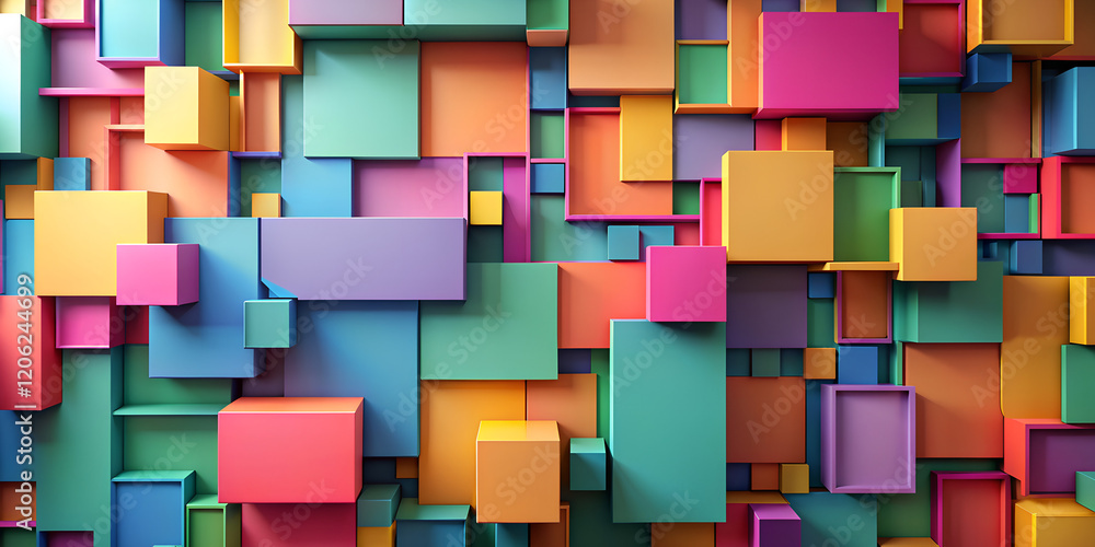 Poster colorful abstract rectangles create a vibrant wallpaper design showcasing geometric patterns and dyn