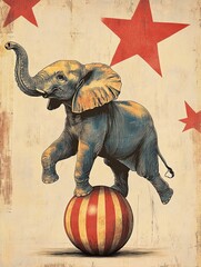 Vintage circus style poster with an elephant