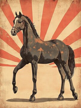 Vintage circus style poster with a horse