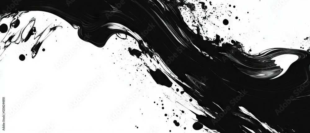 Poster swirling black ink patterns on a white background create an intriguing grunge texture