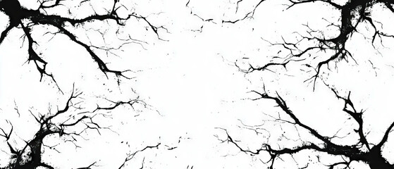 Obraz premium Grunge seamless pattern featuring black veined ink and branching lines on a white background