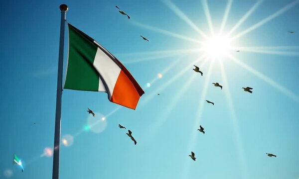 Italy national flag HD video. Italy flag on flagpole footage
