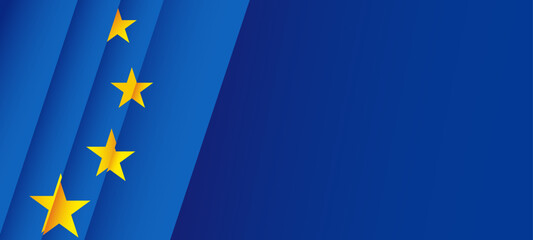 EU Europe Union flag background, banner, wallpaper for text. Europe patriotic template golden stars and blue field	