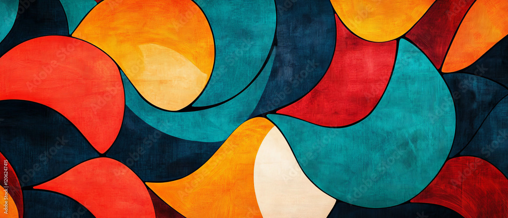 Poster bold abstract shapes create dynamic texture and striking color contrast in modern design