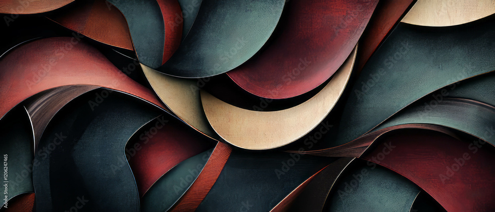 Aufkleber exploring layered geometric shapes in a textured abstract composition
