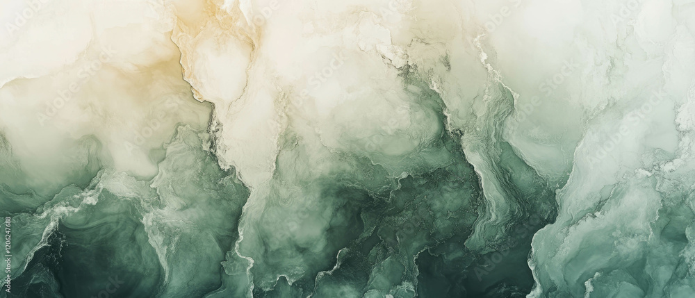 Poster subtle gradients create a calming abstract texture with shades of green and cream