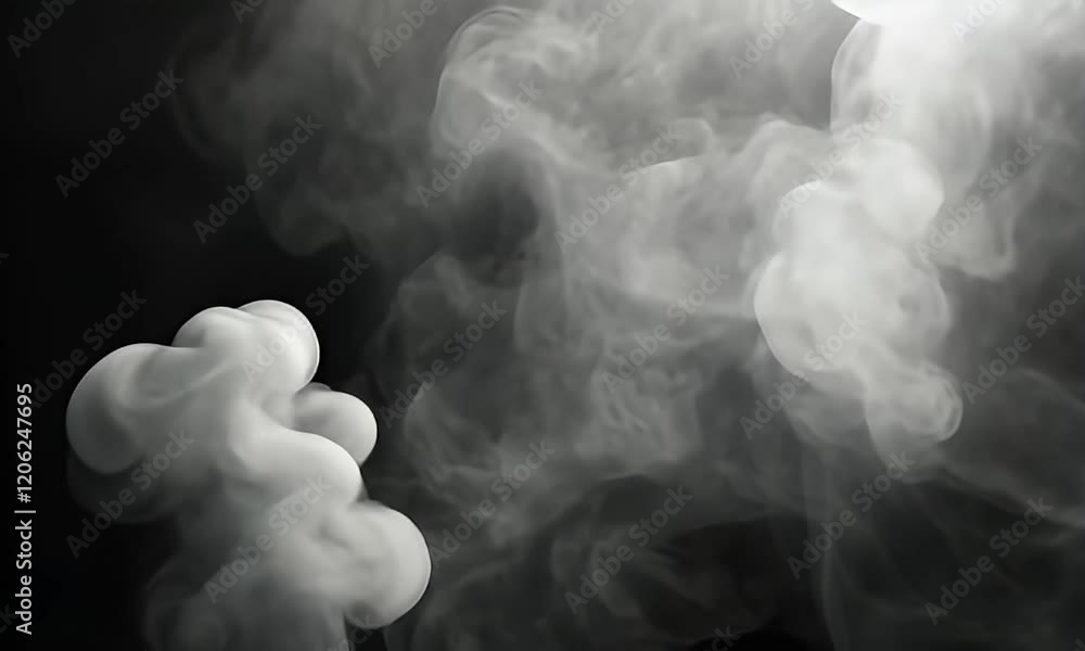 Wall mural ethereal wisps of smoke swirling gracefully against a dark background, creating a mysterious and cap