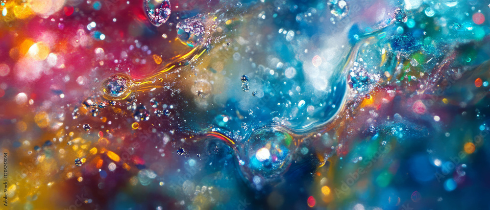Poster Vibrant liquid textures create dynamic abstract patterns in a fluid environment