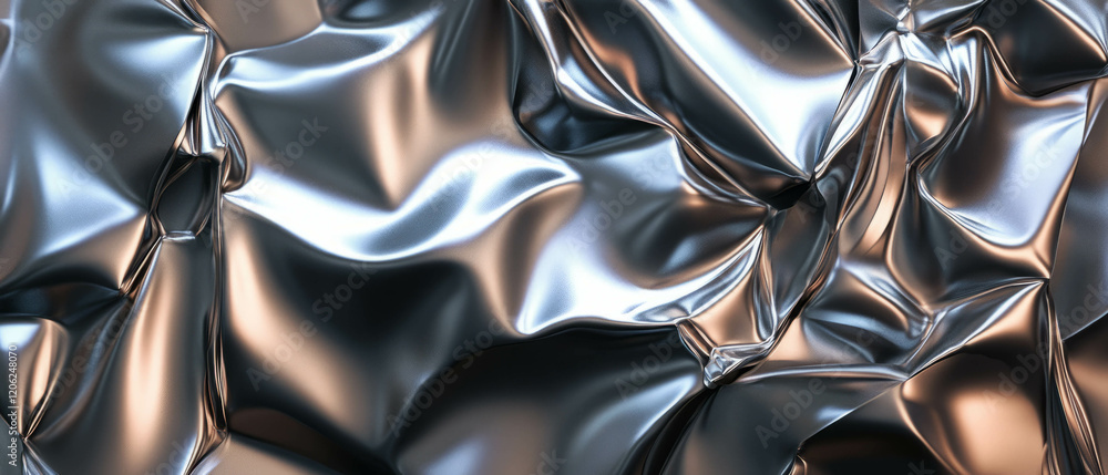 Poster exploration of metallic textures in abstract and futuristic design patterns
