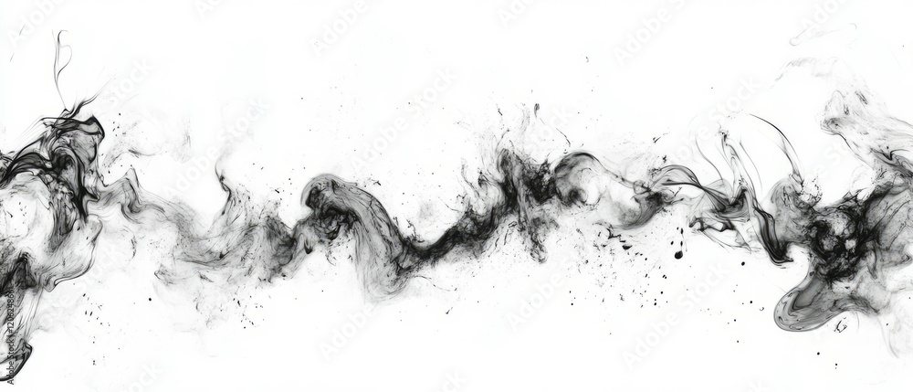 Poster intricate seamless pattern of black ink on smooth white background with fine lines and textures