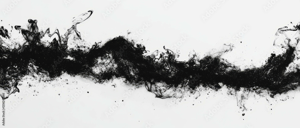 Poster seamless pattern of black ink applied with a sponge on a textured white background