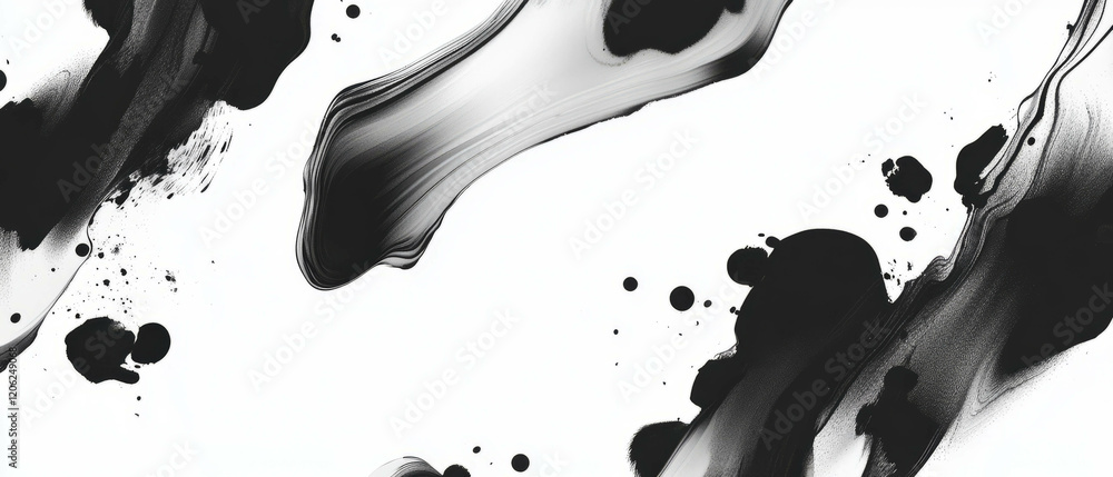 Poster smooth transitions of black ink gradients creating an elegant seamless pattern on a white background