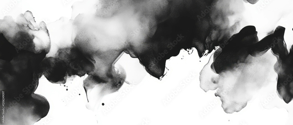Poster black ink gradients create a captivating seamless pattern on a radiant white background
