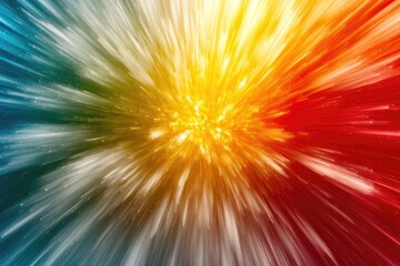 Fototapeta premium Vibrant Burst of Multicolored Light Rays Symbolizing Energy and Motion
