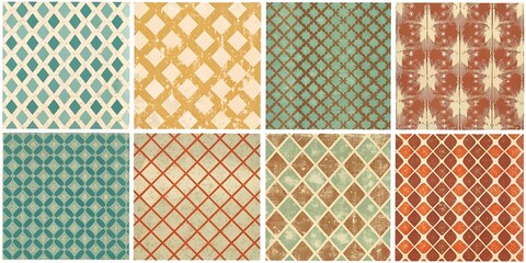 Unique collection of vector grunge patterns featuring varying textures and colors for artistic design projects