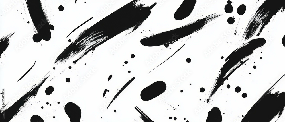 Poster minimalist black ink patterns on a clean white background for elegant design