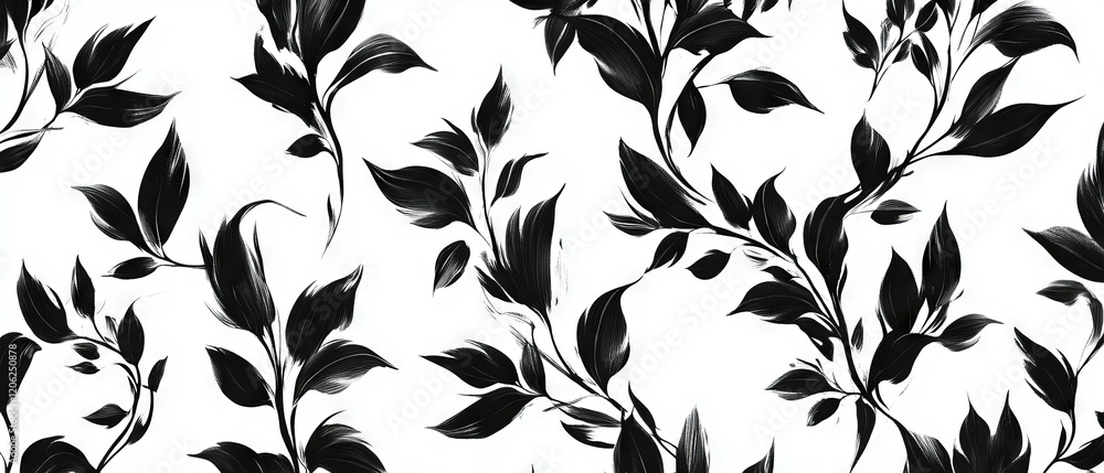 Poster seamless pattern of negative space black ink designs on a white background for artistic use