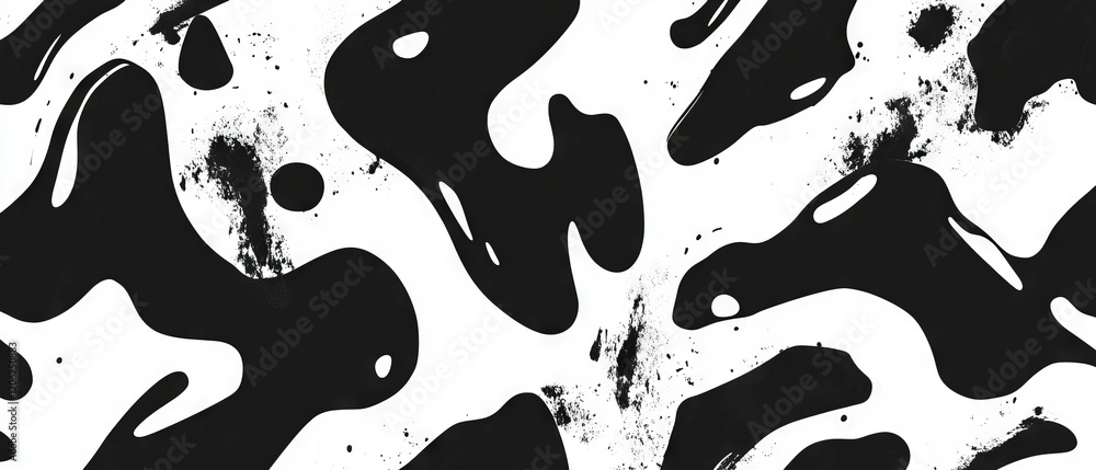 Poster Stylish black ink negative space pattern on a white background for modern design projects