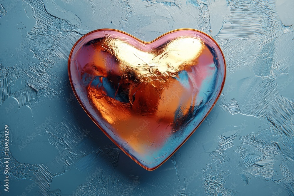 Poster mesmerizing metallic hearts form an enchanting pattern in soft gradient shades