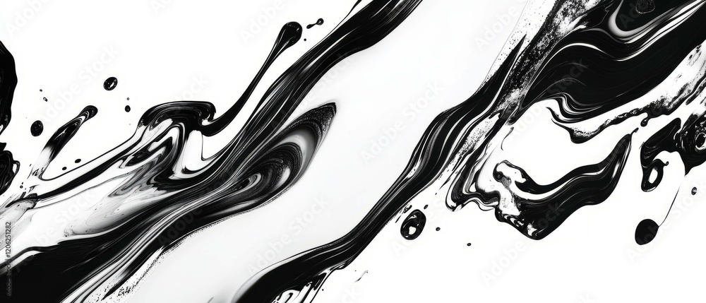 Aufkleber smooth black ink patterns against a glossy white background create a striking visual contrast