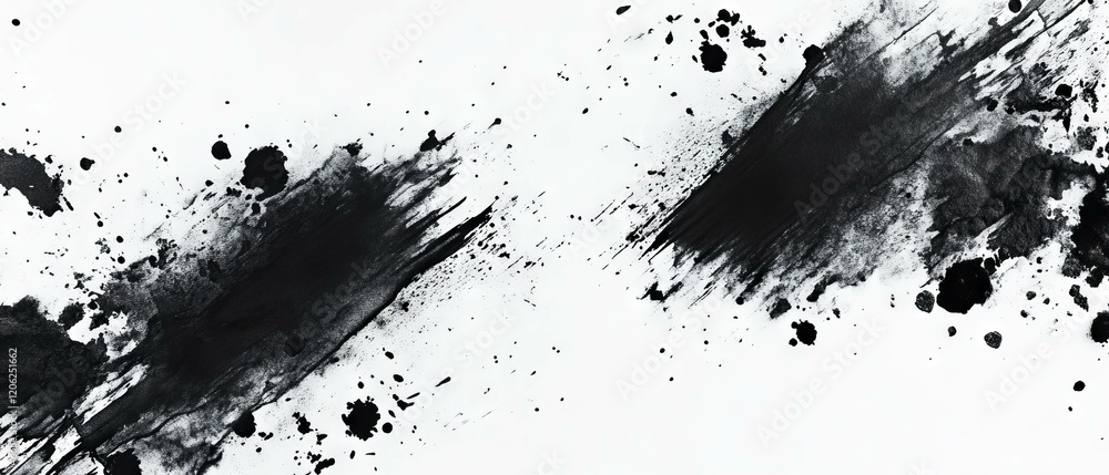 Poster textured black ink pattern on a matte white background creating a bold visual effect