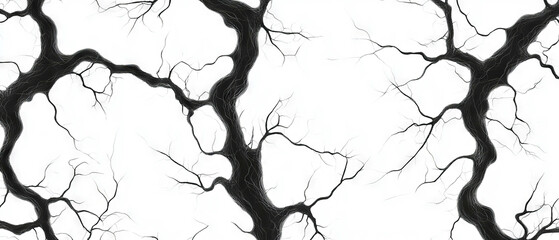 Obraz premium Fluid black ink veins on a clear white background create a mesmerizing seamless pattern