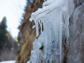 Eiszapfen im Winter am Bach