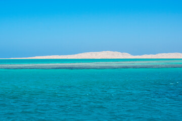 Giftun Island Near Hurghada, Egypt. Coral reef and Cristal Clear blue and turquoise water of Red...