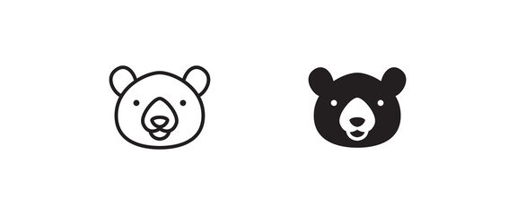 Grizzly bear or honey bear or polar bear head face icon button, vector, sign, symbol, logo, illustration, editable stroke, flat design style isolated on white