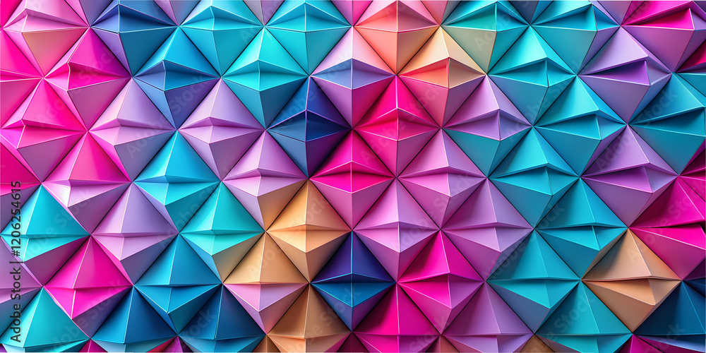 Poster geometric figures create a vibrant abstraction with high-tech influences in a dynamic arrangement of