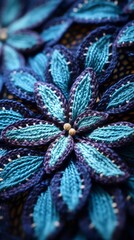 Close Up of a Blue and Purple Flower. Generative AI.