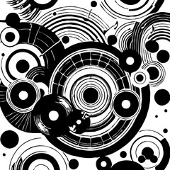 Obraz premium Musical Pattern. Black and white line art. T-shirt print, tattoo design.