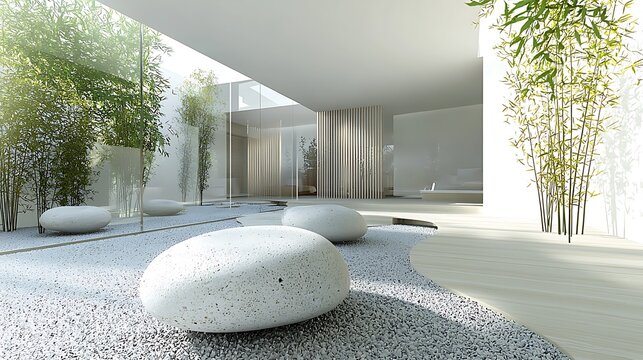 Modern zen garden courtyard peaceful minimalist design