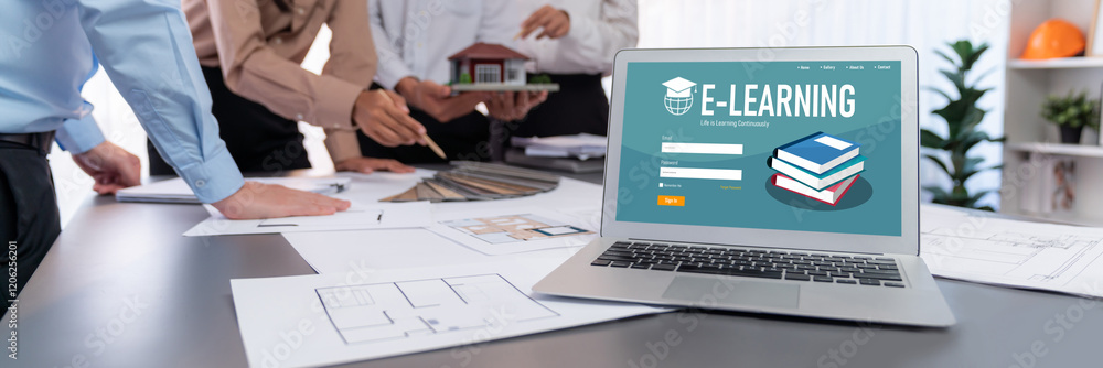 Poster e-learning website with brisk sofware for student to study online on the internet network