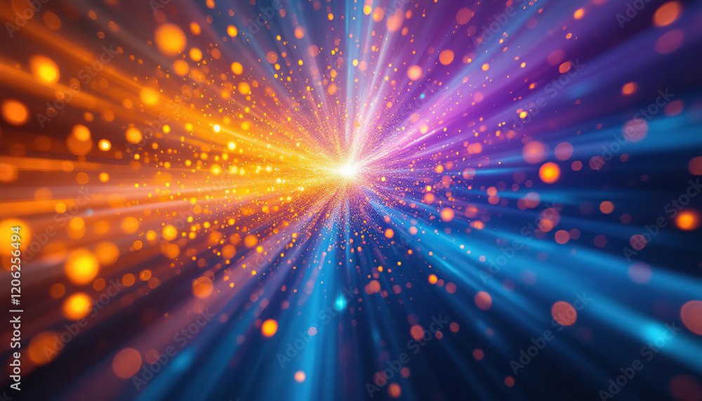 Poster abstract burst of light and color particles