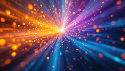 Naklejka premium Abstract Burst of Light and Color Particles