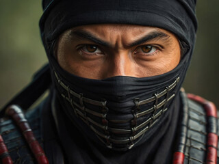 Retrato de cerca de un ninja
