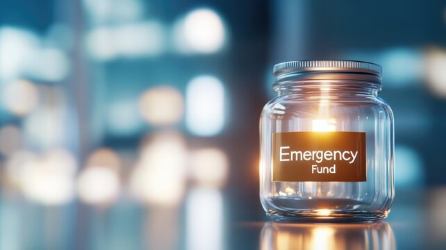 Emergency fund savings concept with candlelit jar symbolizing financial security,concept image