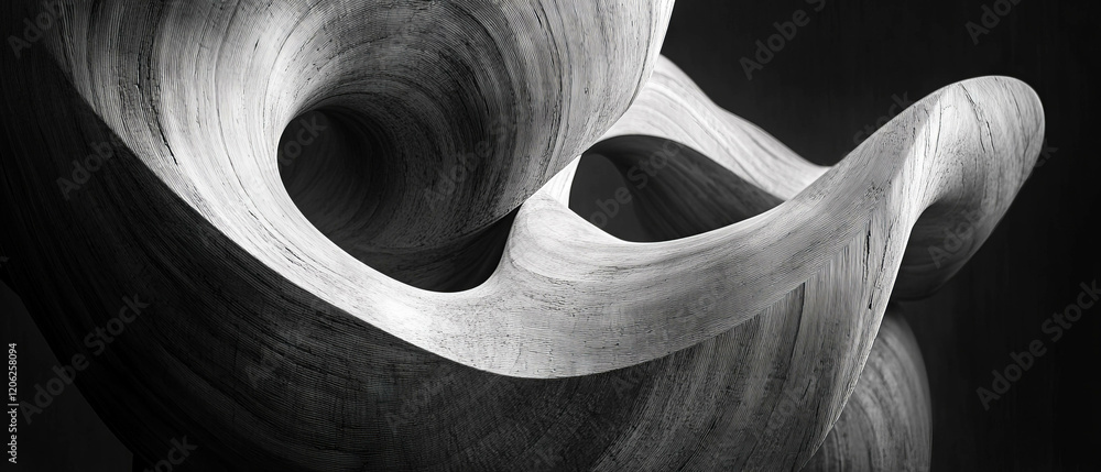 Poster intricate interplay of intertwined shapes and flowing forms in abstract and organic design