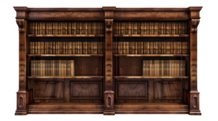 
Luxury wooden bookcase on transparent background 