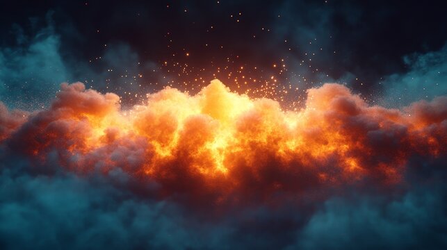 A fire is shooting out of the sky, with smoke