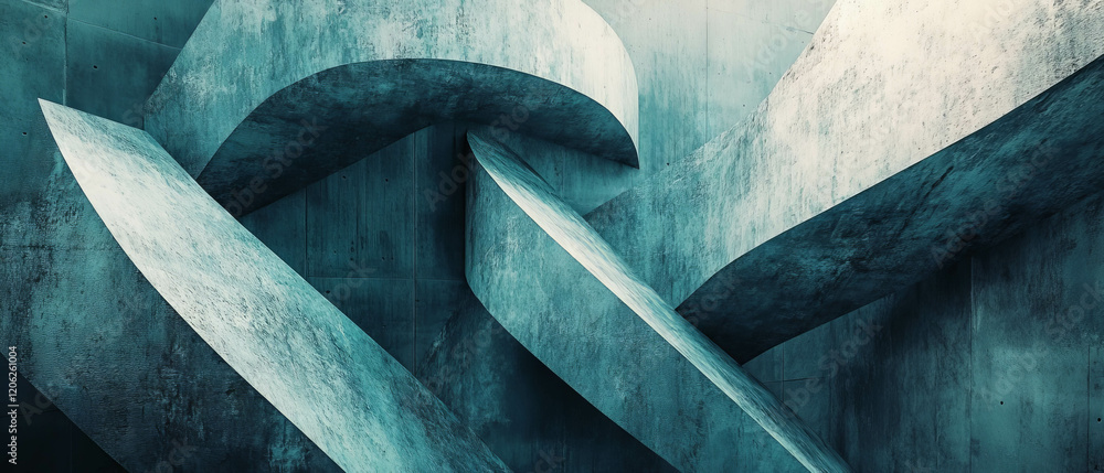Poster overlapping shapes create dimensional abstract art with layered textures