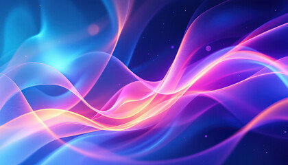 Naklejka premium Abstract Colorful Waves Flowing Dynamically Across Dark Background