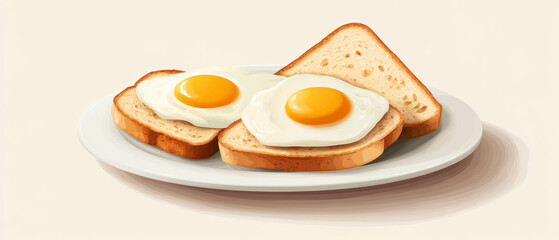Perfectly cooked eggs with toast on a plate for a simple breakfast delight
